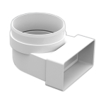 100x54mm to 100mm Round Elbow Plastic Duct 90deg Bend Male