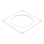 White Flat Square Wall Plate For 100mm Round Plastic Duct
