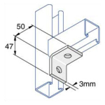 Unistrut 2 Hole 90° Channel Bracket 47x50mm (3mm ZP)