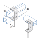 Unistrut 4 Hole Channel Double Bracket 96x47mm - HDG