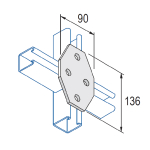 Unistrut 4 Hole Flat Cross Plate 90x136mm - HDG