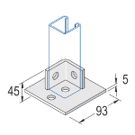 Unistrut Single Channel Base Plate 4 Hole 93x93x45mm - HDG
