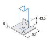 Unistrut Single Channel Base Plate 3 Hole 93x93x45mm - HDG