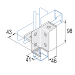 Unistrut 6 Hole 2 Lug Wing Bracket 41x43x98mm - HDG