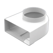 220x90mm to 150mm Round Elbow Plastic Duct - Fixed Spigot