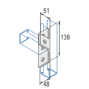 Unistrut 4 Hole T Bracket 51x138x48mm - HDG