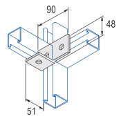 Unistrut 3 Hole L Corner Brckt L/Hand 48x90x51mm - HDG