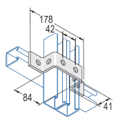 Unistrut 6 Hole 41mm U Bracket 178x84x41mm - HDG