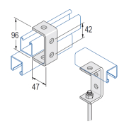 Unistrut 4 Hole Channel Double Bracket 96x47mm - HDG