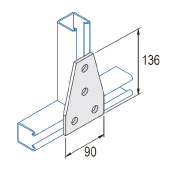Unistrut 4 Hole Flat T Plate 90x136mm - HDG