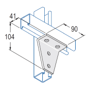 Unistrut 4 Hole 90° Vee Bracket 104x41x90mm - HDG