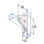 Unistrut 5 Hole 90° Vee Bracket 96x47x128mm - HDG