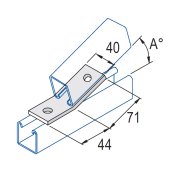 Unistrut 2 Hole 15° Obtuse Angle Bracket 40x44x71mm - HDG