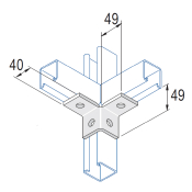 Unistrut 4 Hole Wing Bracket 2 Way 40x49x49mm - HDG