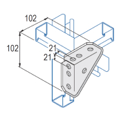 Unistrut 7 Hole Gusseted 90° Shelf Brckt 102x102mm - HDG