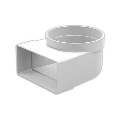 100x54mm to 100mm Round Elbow Plastic Duct 90deg Bend Female