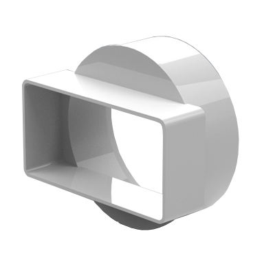 100x54mm to 100mm Round Female Plastic Duct Straight Adaptor