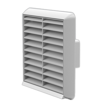 White Louvred Grille Outlet For 100x54mm Plastic Duct