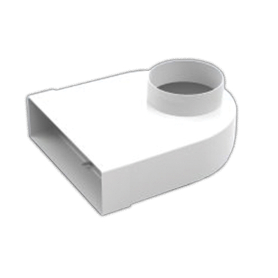 204x60mm to 100mm Round Elbow Plastic Duct - Fixed Spigot