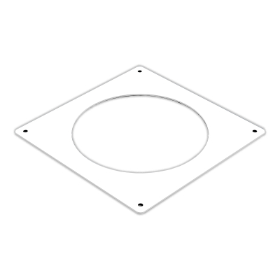 White Flat Square Wall Plate For 125mm Round Plastic Duct