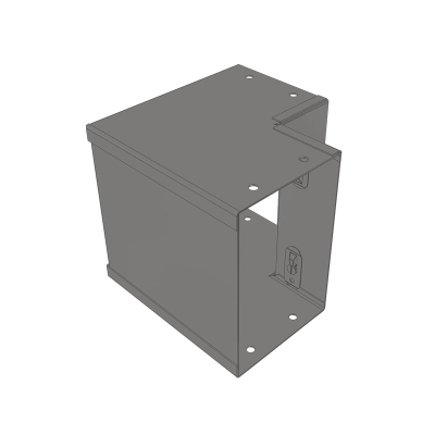 100x75mm 90deg Inside Lid Galv Trunking Sharp Bend