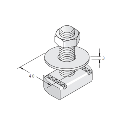 Unistrut SN Channel Stud Nut 23mm M10 - SS
