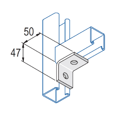 Unistrut 2 Hole 90° Channel Bracket 47x50mm - HDG