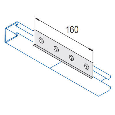 Unistrut 4 Hole Flat Channel Plate - 160mm - HDG
