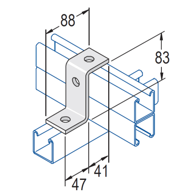 Unistrut 3 Hole Double Z Bracket 88x83mm - HDG