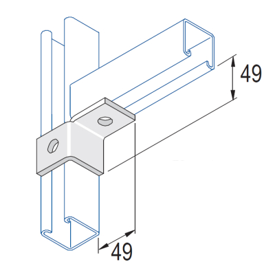 Unistrut 1+1 Right Hand Wing Bracket 49x49mm - HDG